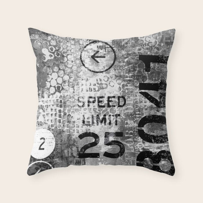 Urban Street Art Numbers And Text Fragments Throw Pillow Gallery Image 3