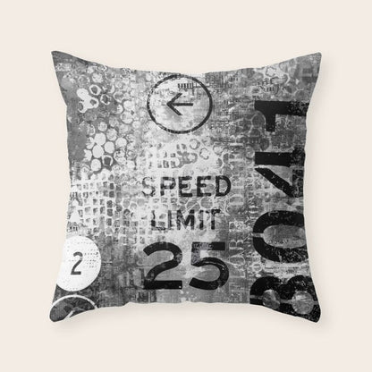 Urban Street Art Numbers And Text Fragments Throw Pillow Gallery Image 6