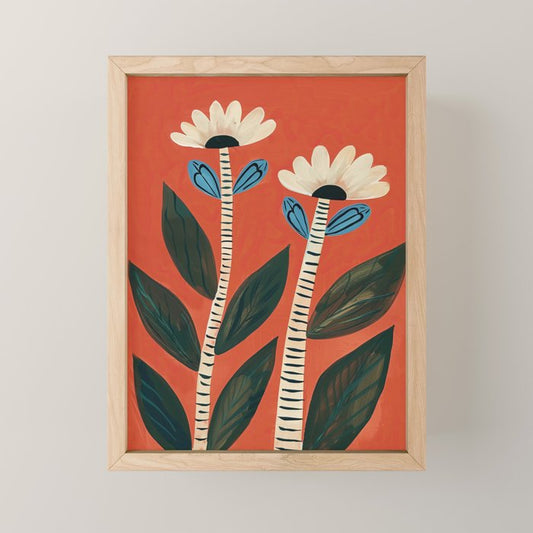 Folk Garden Daisy Pair Mini Art Print Gallery Image 1