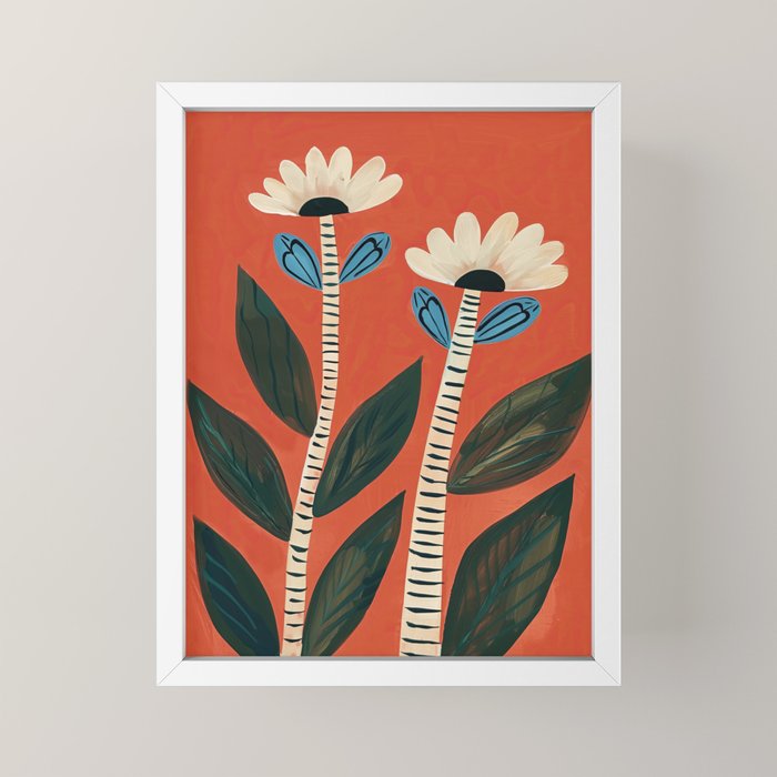 Folk Garden Daisy Pair Mini Art Print Gallery Image 4
