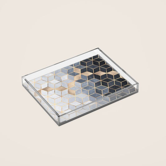 Soft Blue Gradient Cubes Acrylic Tray Gallery Image 2