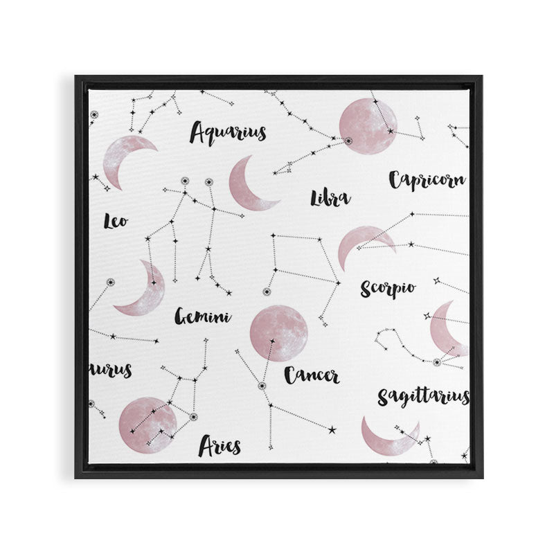 Pink Moon and Constellations Framed Canvas Print Gallery Image 2