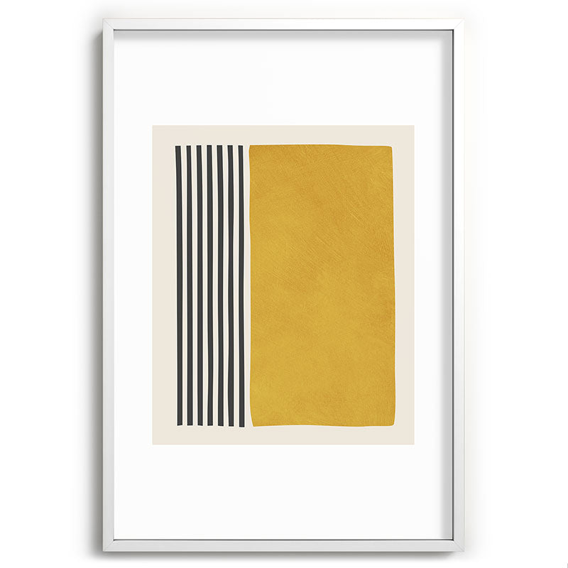 Mustard Yellow Black Lines Abstract Art Framed Art Print Gallery Image 80