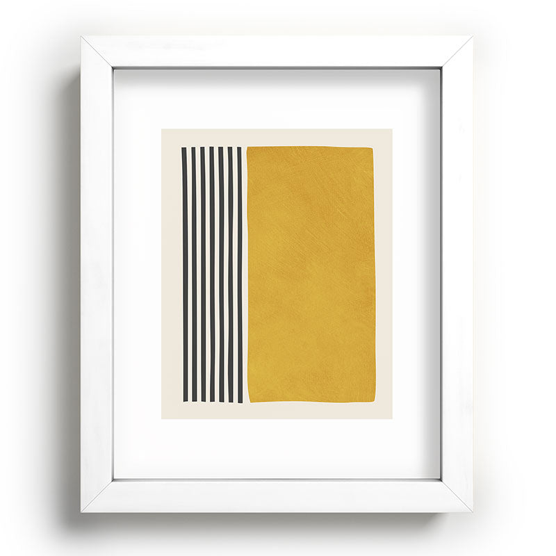 Mustard Yellow Black Lines Abstract Art Framed Art Print Gallery Image 75