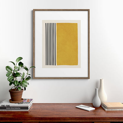 Mustard Yellow Black Lines Abstract Art Framed Art Print Gallery Image 14