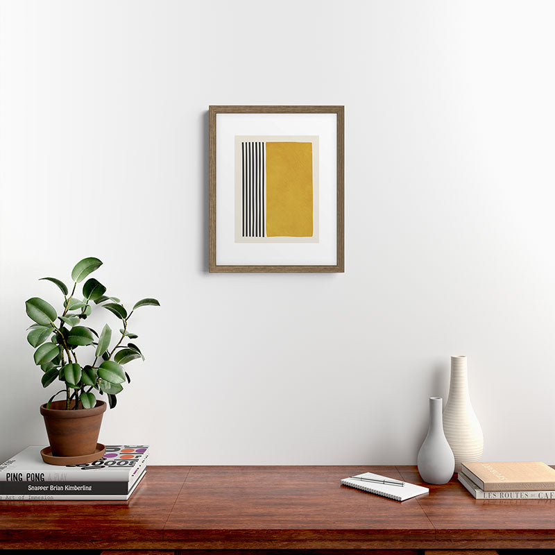 Mustard Yellow Black Lines Abstract Art Framed Art Print Gallery Image 11