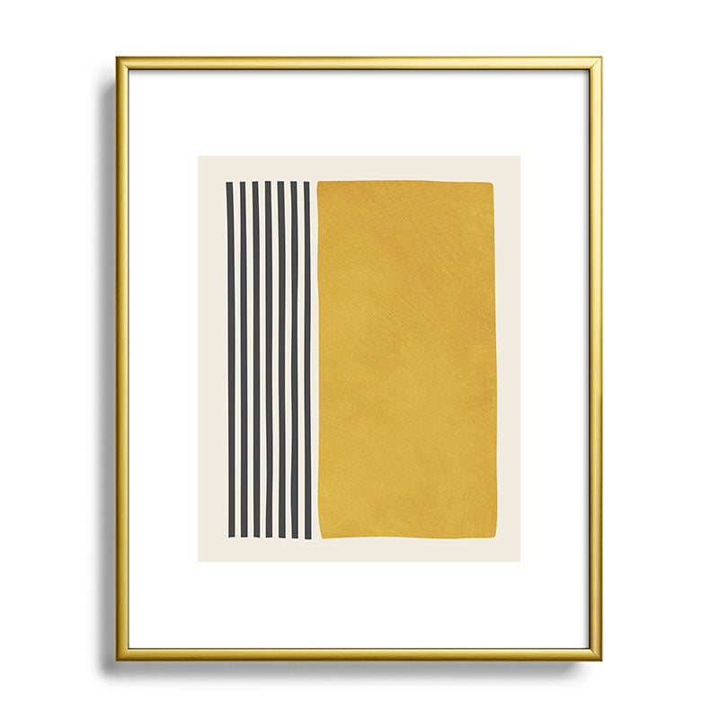 Mustard Yellow Black Lines Abstract Art Framed Art Print Gallery Image 88