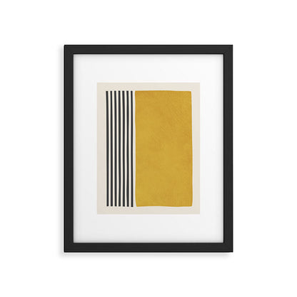 Mustard Yellow Black Lines Abstract Art Framed Art Print Gallery Image 5