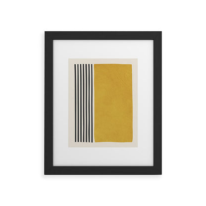 Mustard Yellow Black Lines Abstract Art Framed Art Print Gallery Image 30