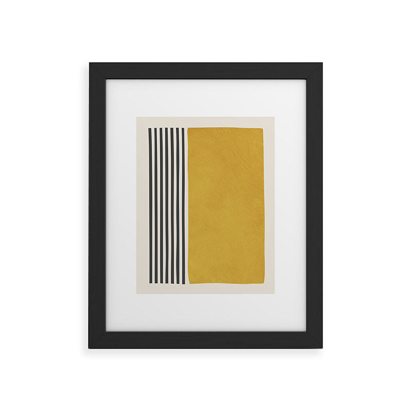 Mustard Yellow Black Lines Abstract Art Framed Art Print Gallery Image 34