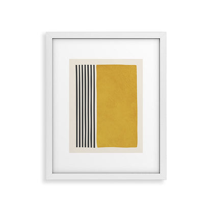 Mustard Yellow Black Lines Abstract Art Framed Art Print Gallery Image 23