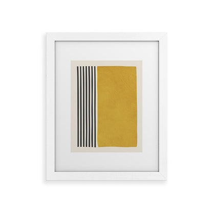 Mustard Yellow Black Lines Abstract Art Framed Art Print Gallery Image 54