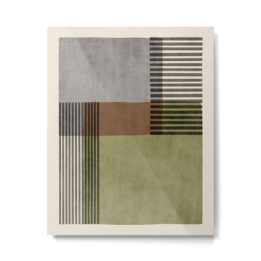Olive Green Brown Gray Black Bold Lines Artwork Metal Print Gallery Image 2