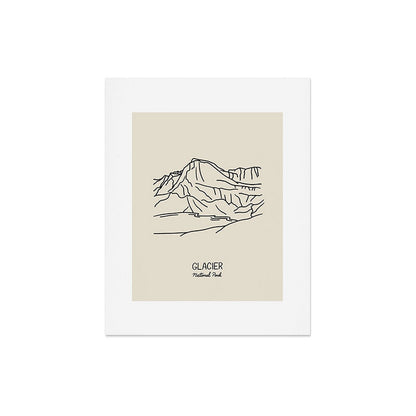 Glacier National Park Black on Cream Art Print Gallery Image 5