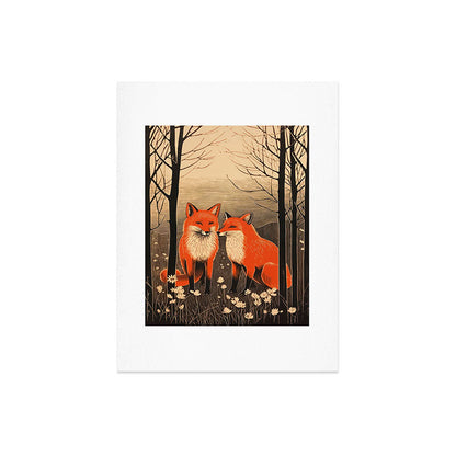 Autumn Forest Fox Pair Art Print Gallery Image 6