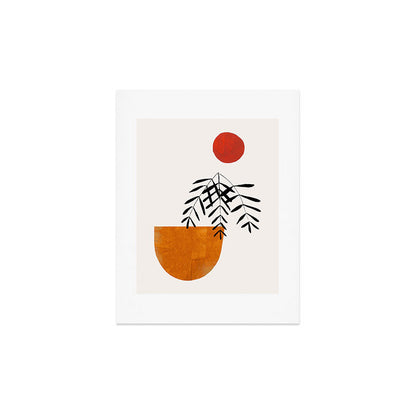 'Autumn Vine' Minimal Mid Century Abstract Shapes With Floral Plant Motif Boho Vintage Paper Collage Line Drawing Art Print Gallery Image 3