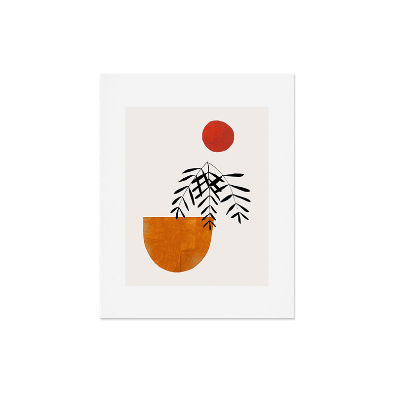 'Autumn Vine' Minimal Mid Century Abstract Shapes With Floral Plant Motif Boho Vintage Paper Collage Line Drawing Art Print Gallery Image 5