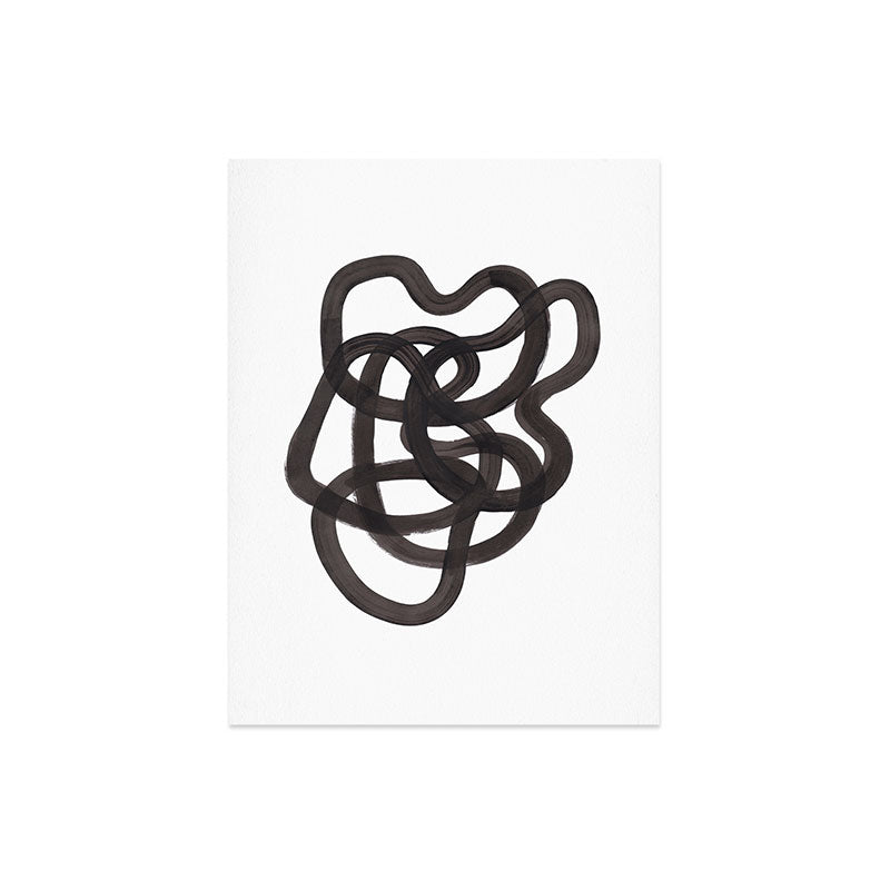 'Ink Memories' Minimalist Ink Line Drawing Abstract Black Brush Strokes Modern Funky Maze by Ejaaz Haniff Art Print Gallery Image 6