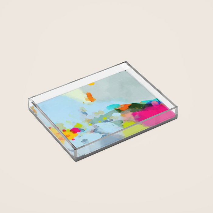pink hill with sun ray Acrylic Tray Gallery Image 2