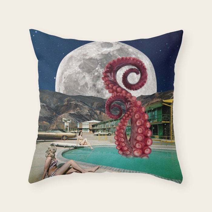 Octopus in the pool Throw Pillow Gallery Image 3