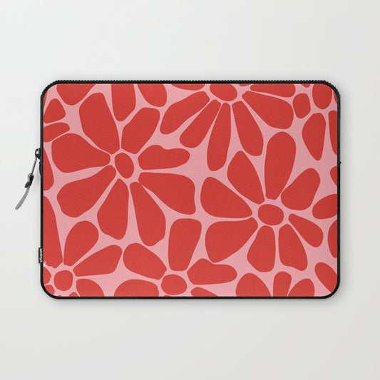 Pink and Red - Retro Floral Art Print Laptop Sleeve Gallery Image 1