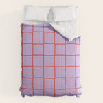 Red + Lavender Plaid Checker Comforter Gallery Image 1