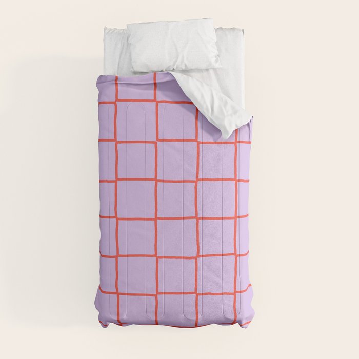 Red + Lavender Plaid Checker Comforter Gallery Image 4