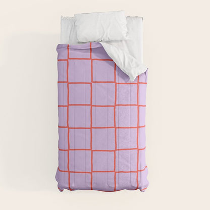 Red + Lavender Plaid Checker Comforter Gallery Image 9