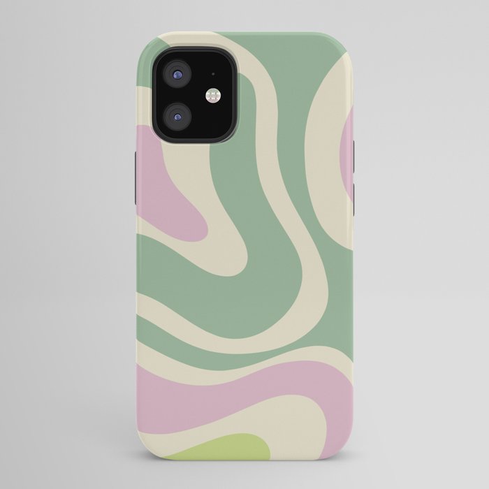 Modern Retro Liquid Swirl Abstract in Soft Pastel Lavender Pink Lime Green Cream iPhone Case Gallery Image 42