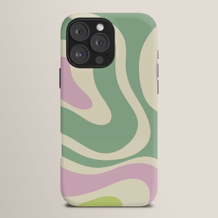 Modern Retro Liquid Swirl Abstract in Soft Pastel Lavender Pink Lime Green Cream iPhone Case Gallery Image 16