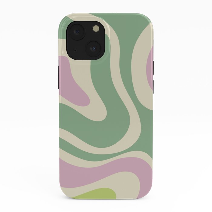 Modern Retro Liquid Swirl Abstract in Soft Pastel Lavender Pink Lime Green Cream iPhone Case Gallery Image 38