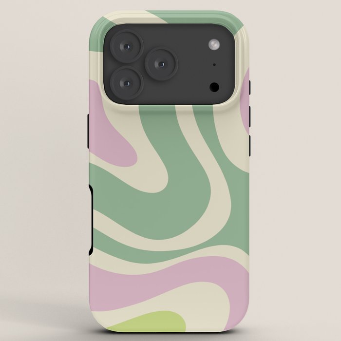 Modern Retro Liquid Swirl Abstract in Soft Pastel Lavender Pink Lime Green Cream iPhone Case Gallery Image 7