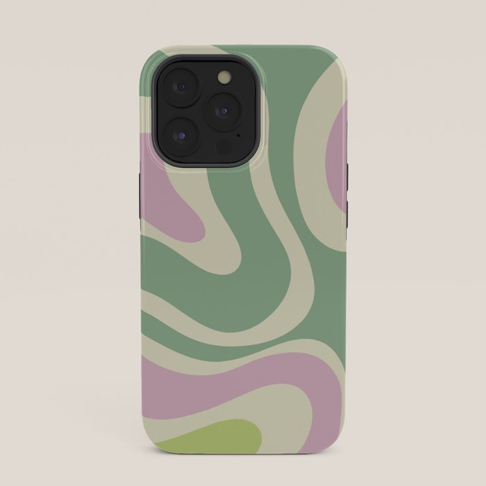 Modern Retro Liquid Swirl Abstract in Soft Pastel Lavender Pink Lime Green Cream iPhone Case Gallery Image 35