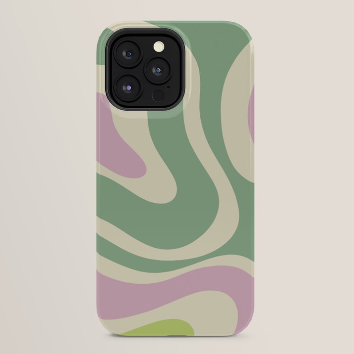 Modern Retro Liquid Swirl Abstract in Soft Pastel Lavender Pink Lime Green Cream iPhone Case Gallery Image 24