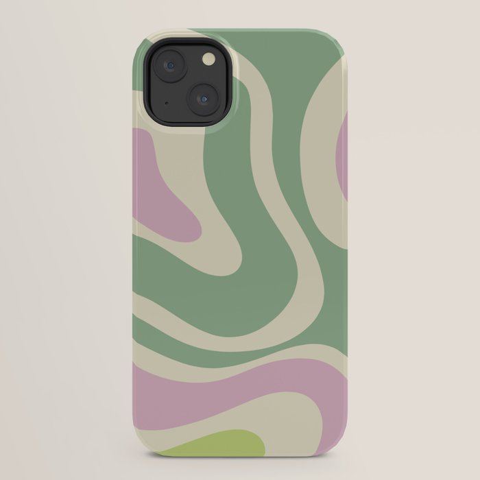 Modern Retro Liquid Swirl Abstract in Soft Pastel Lavender Pink Lime Green Cream iPhone Case Gallery Image 22