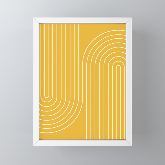 Minimal Line Curvature VIII Golden Yellow Mid Century Modern Arch Abstract Mini Art Print Gallery Image 4