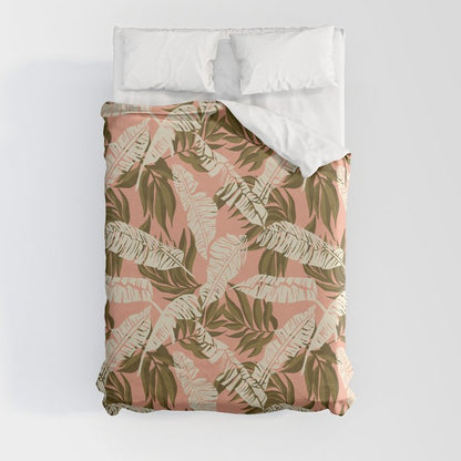 Jungle Leaf Coral Pink Duvet Cover Gallery Image 3