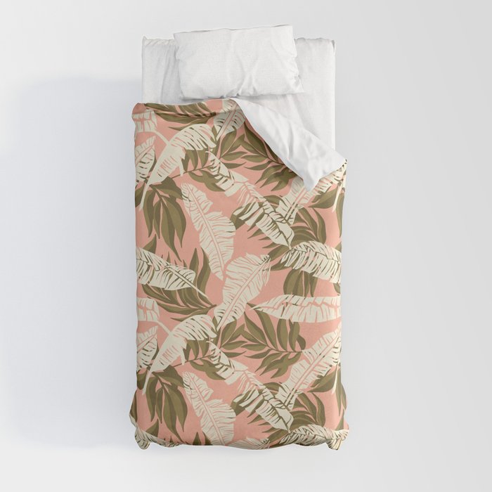 Jungle Leaf Coral Pink Duvet Cover Gallery Image 9