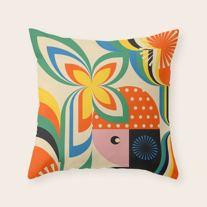 Colorful Flower Girl Throw Pillow Gallery Image 5