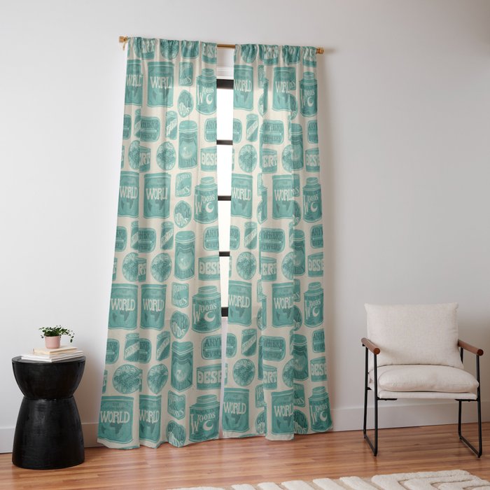 Vagabondâs Cupboard - teal and cream Window Curtain Gallery Image 14