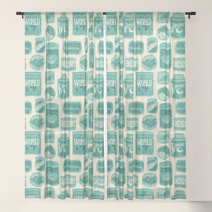 Vagabondâs Cupboard - teal and cream Window Curtain Gallery Image 21