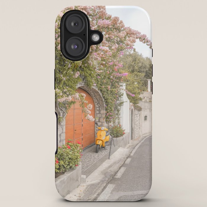 Floral Road on Capri Island | Pastel Color Street in Italy Summer Art Print | Wanderlust Vibes Travel Photography iPhone Case Gallery Image 5