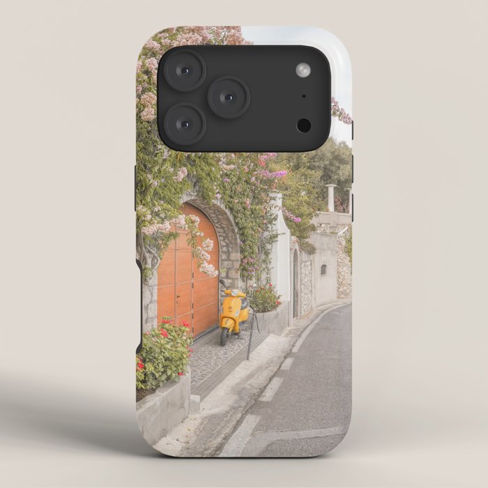 Floral Road on Capri Island | Pastel Color Street in Italy Summer Art Print | Wanderlust Vibes Travel Photography iPhone Case Gallery Image 3