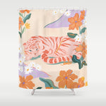 Pink Tiger in Wild Garden Shower Curtain Gallery Image 1