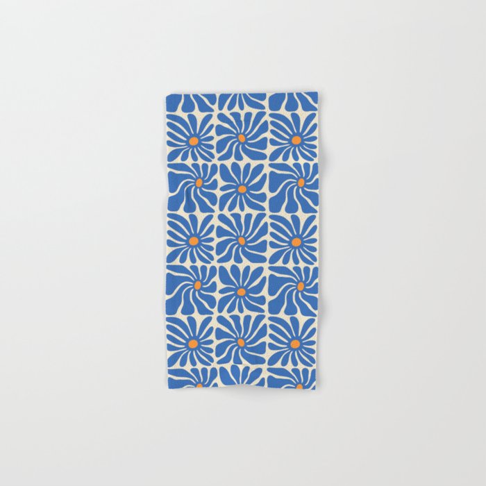 Vintage blue flower art pattern Bath Towel Gallery Image 1