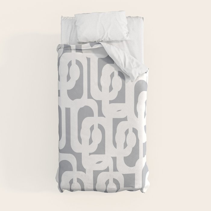 Mid Century Modern Loops Pattern in White and Gray Duvet Cover Gallery Image 9