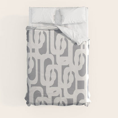 Mid Century Modern Loops Pattern in White and Gray Duvet Cover Gallery Image 3