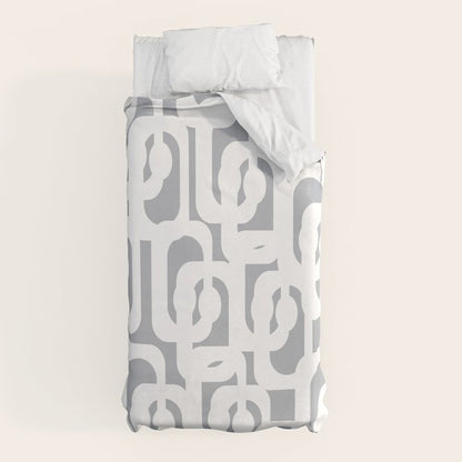 Mid Century Modern Loops Pattern in White and Gray Duvet Cover Gallery Image 5