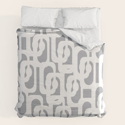 Mid Century Modern Loops Pattern in White and Gray Duvet Cover Gallery Image 7
