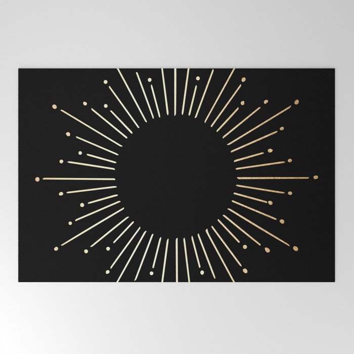 Sunburst Gold Copper Bronze on Black Welcome Mat Gallery Image 2